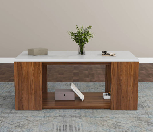 Junco Rectangular Coffee Table with Frosty White Top