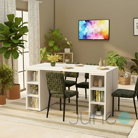 Junco All-In-One TV Stand+Desk+Dining Table (White)