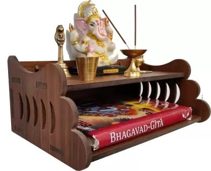 JUNCO Wooden Mandir for Home Puja Ghar Small Temple