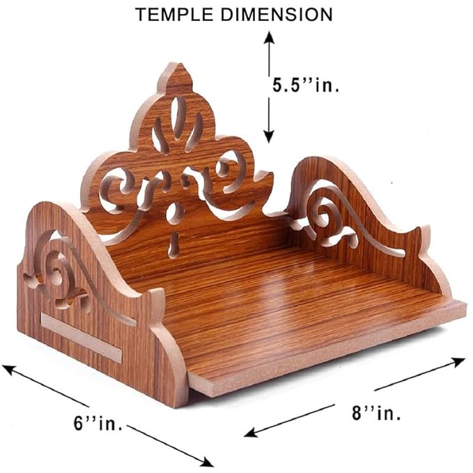 JUNCO Wood Fully Hand Crafted Carved Pattern Temple