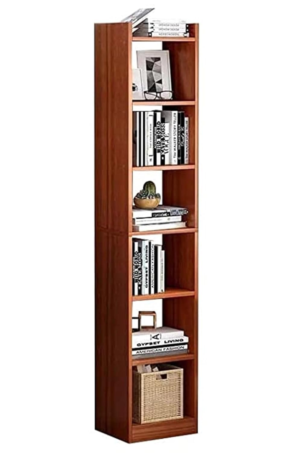 Junco 6 Layer Wood Bookshelf Decor Storage (Oak Brown)
