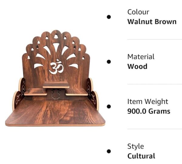 JUNCO Wood Hand-Crafted Beautiful 3 Step Home Temple
