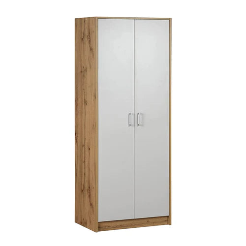 Junco Engineered Wood Display Unit (Wotan Oak and White, Matte Finish)