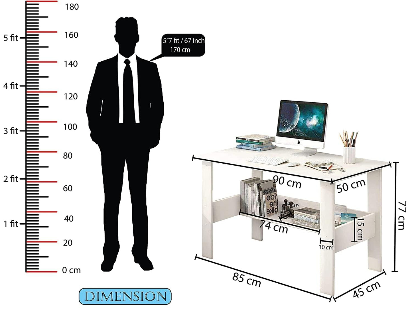 Junco White Wood Computer Desk