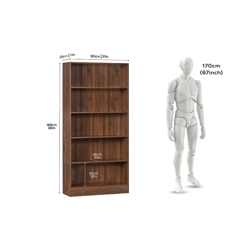 Junco 5-Shelf Engineered Wood Book Shelf and Display Unit