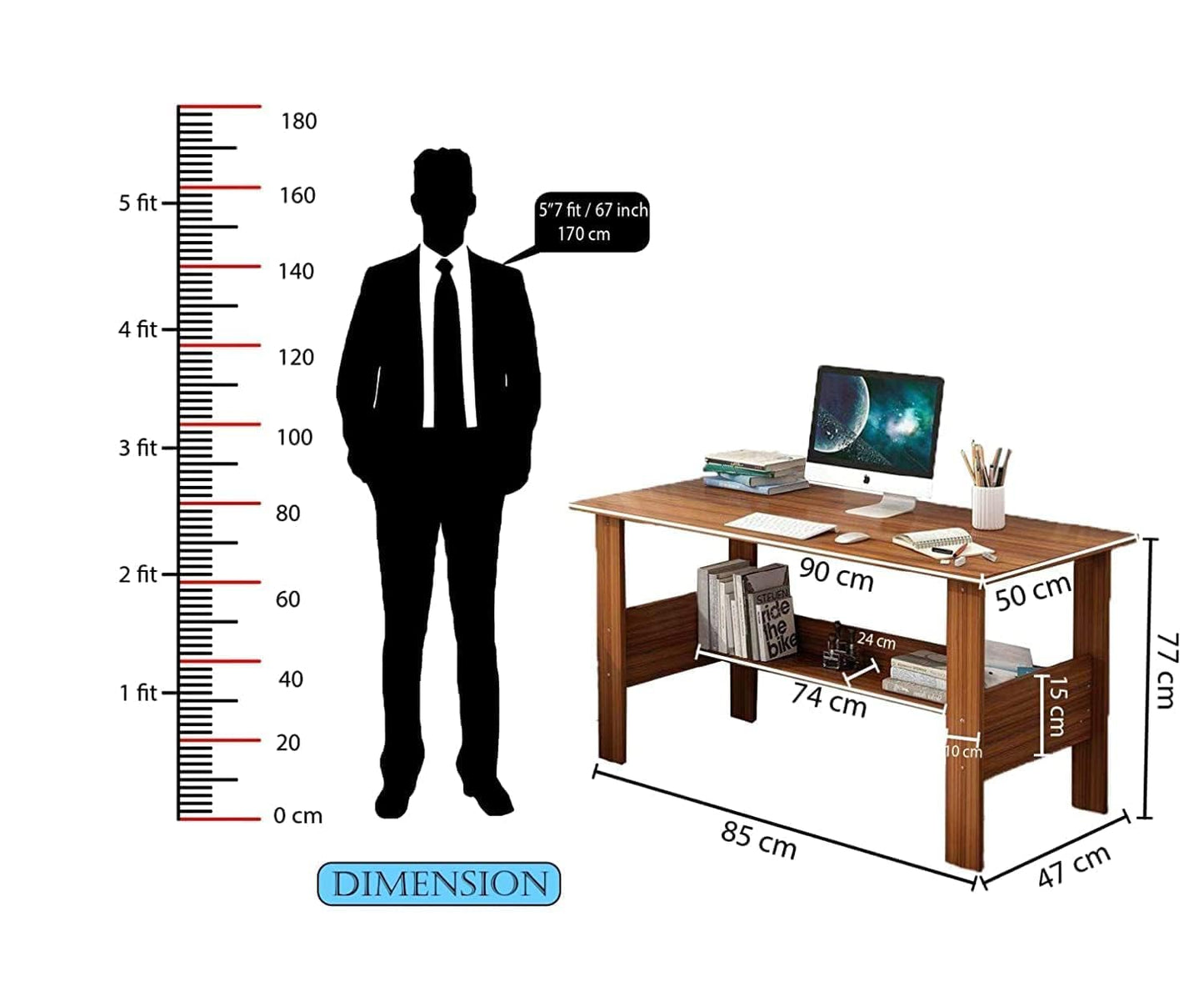 Junco Brown Wood Computer Desk