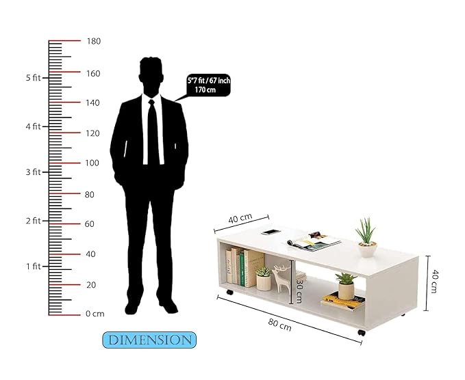 Junco Engineered Wooden Center Table with Wheels