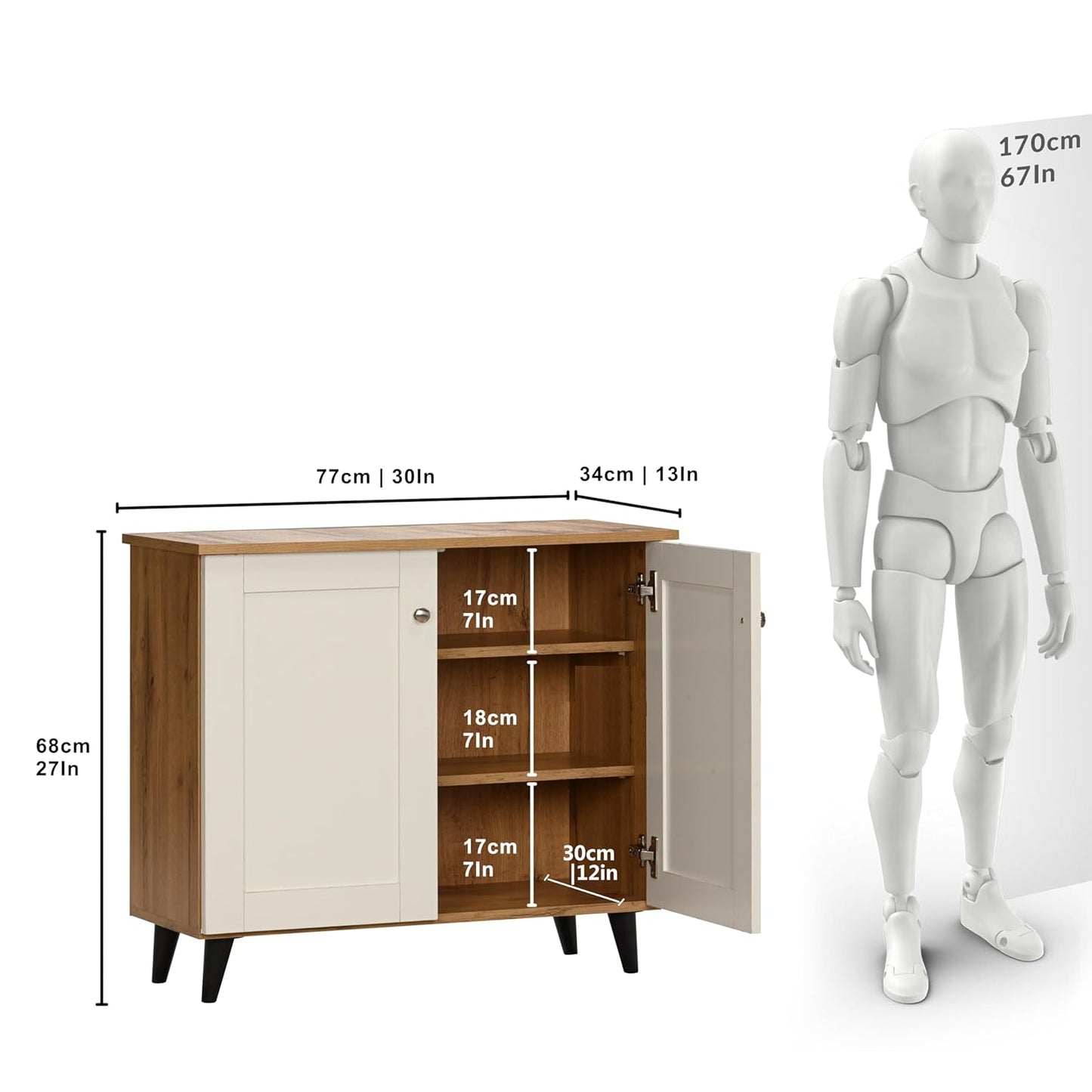 Junco 2-Door Engineered Wood Shoe Rack