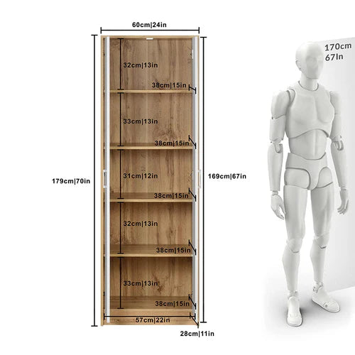 Junco Engineered Wood Display Unit (Wotan Oak and White, Matte Finish)