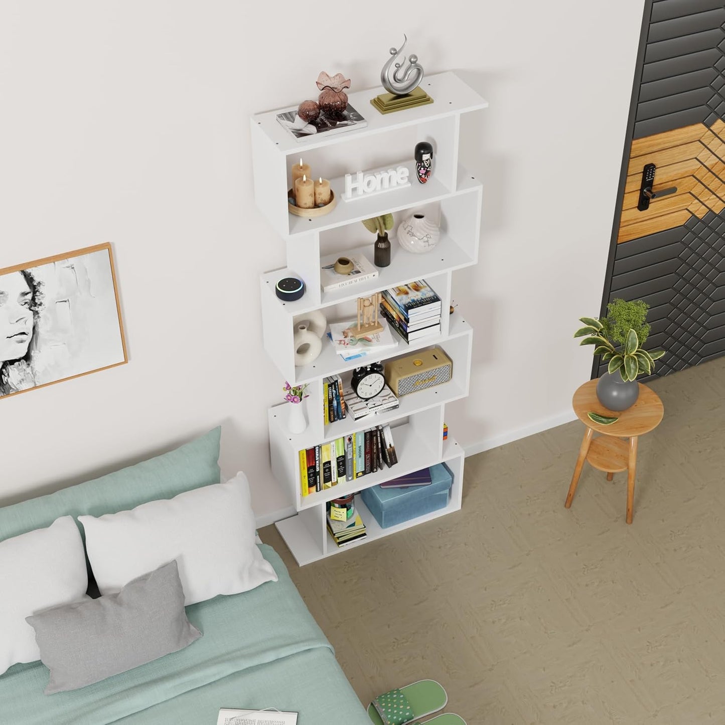 Junco 5-Layer Ladder Bookshelf – DIY Engineered Wood (White)