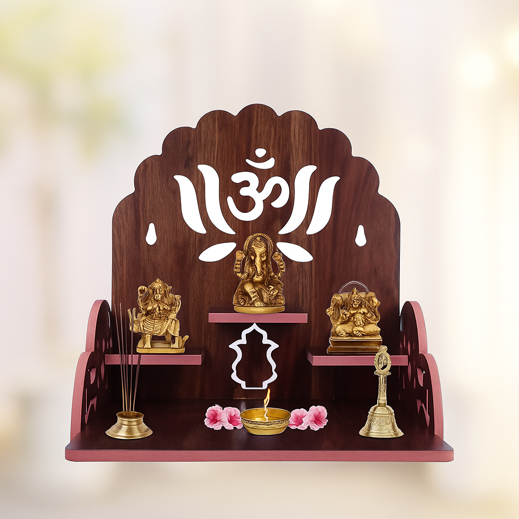JUNCO Wood Hand Crafted Om with Lotus Pattern Office