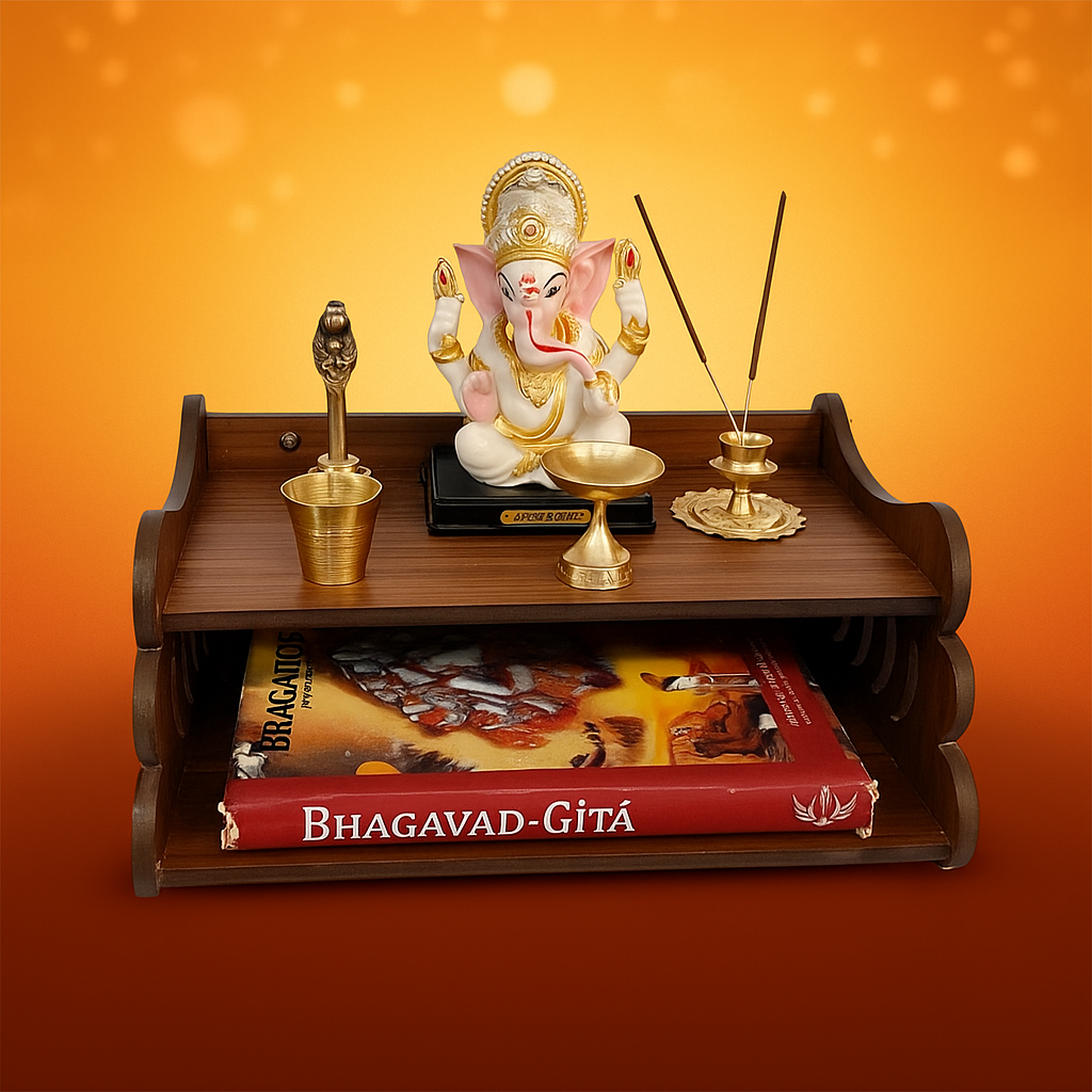 JUNCO Wooden Mandir for Home Puja Ghar Small Temple