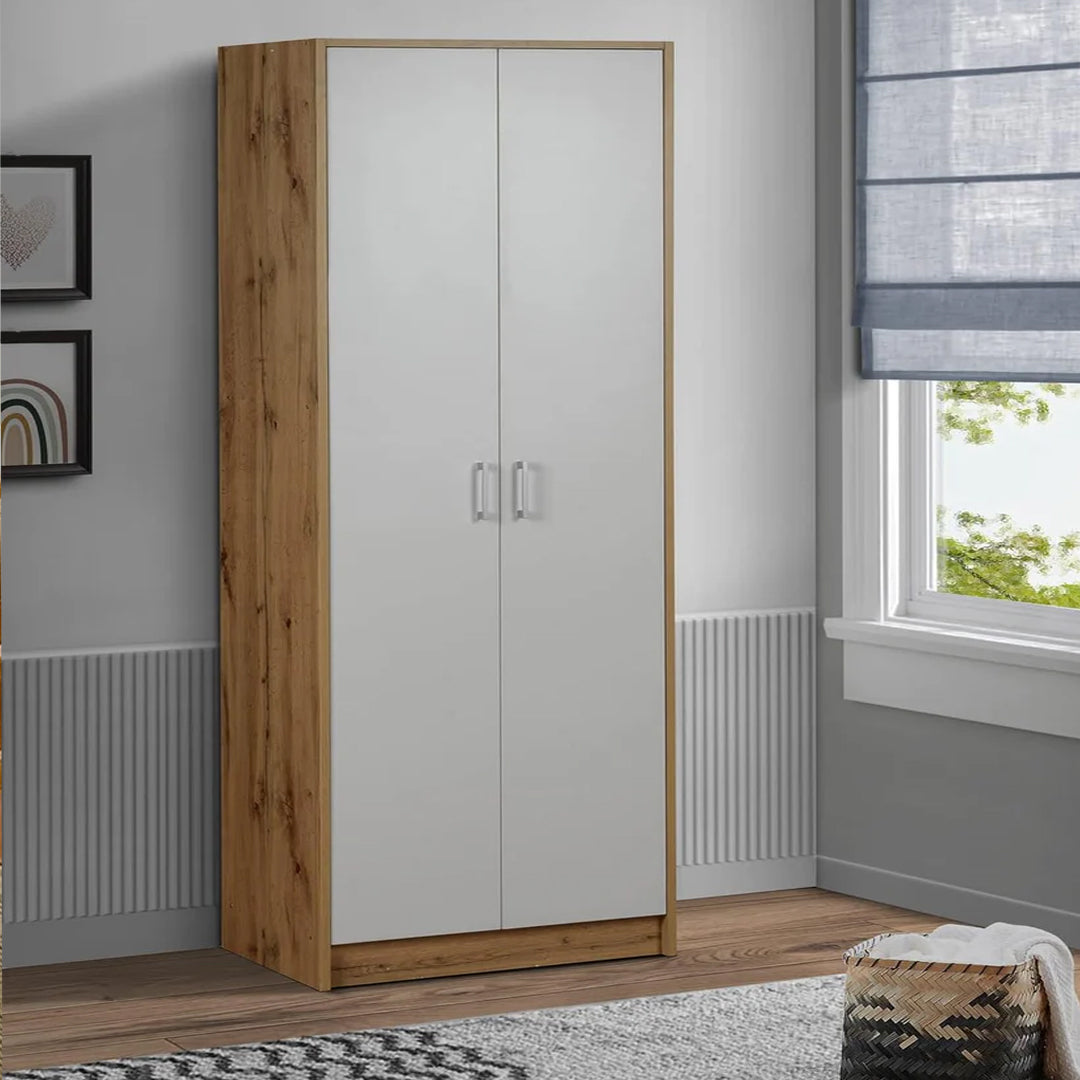 Junco Engineered Wood Display Unit (Wotan Oak and White, Matte Finish)