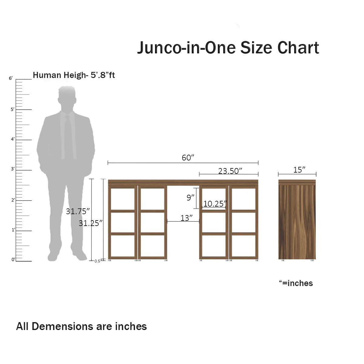 Junco All-In-One TV Stand+Desk+Dining Table