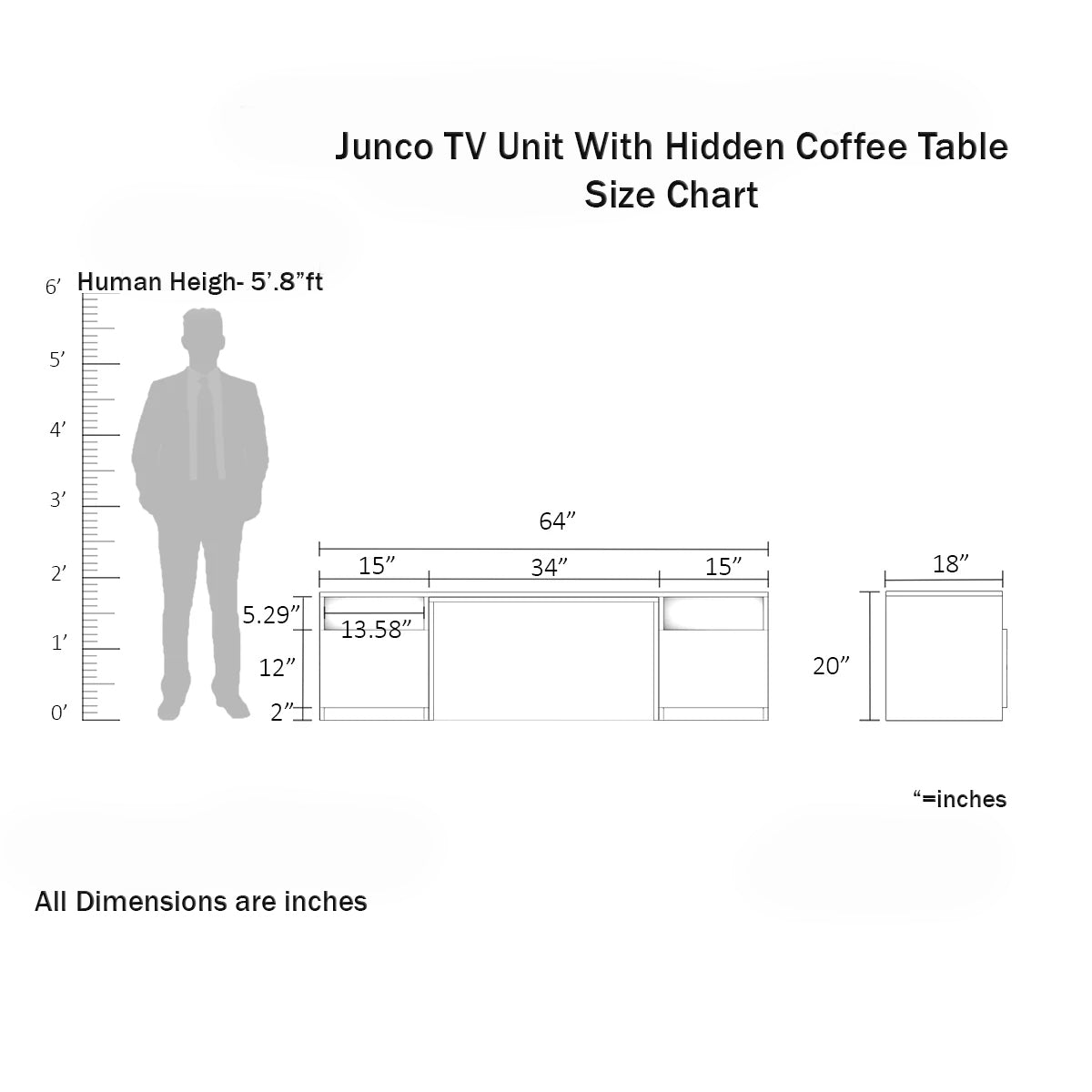 Junco Tv Unit With Hidden Coffee / Centre Table