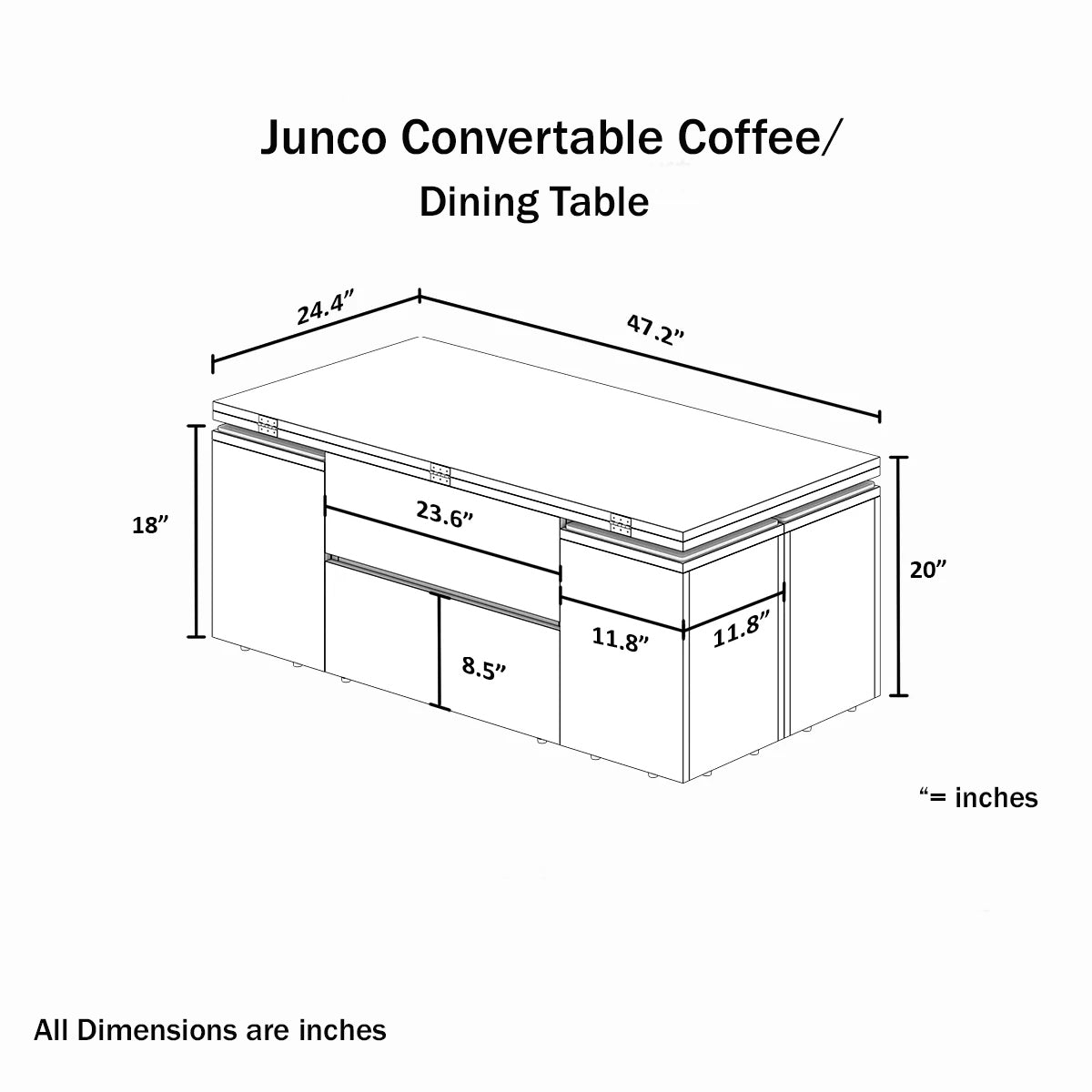 Junco Convertible Coffee Table + Dining Table