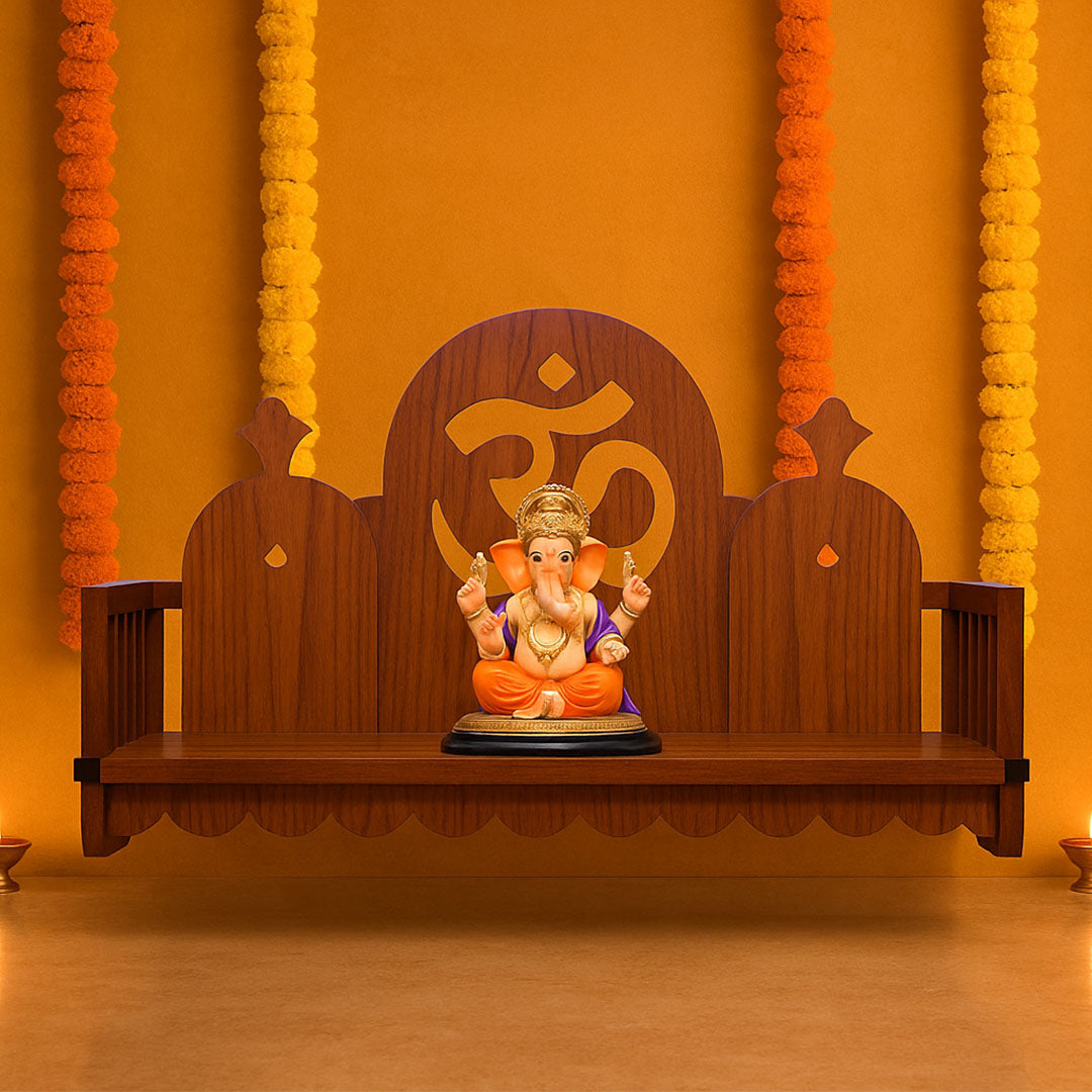 JUNCO Wooden Mandir For Home Puja Ghar Small Temple