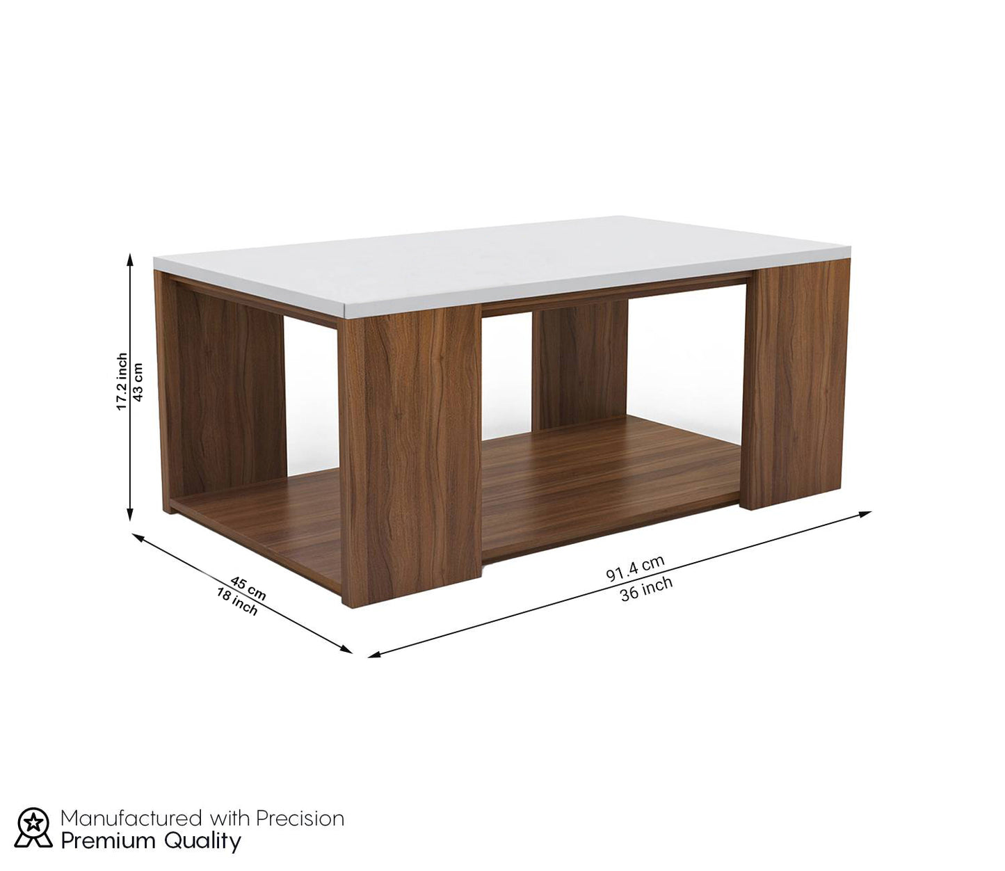 Junco Rectangular Coffee Table with Frosty White Top