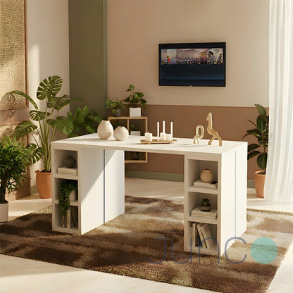 Junco All-In-One TV Stand+Desk+Dining Table (White)