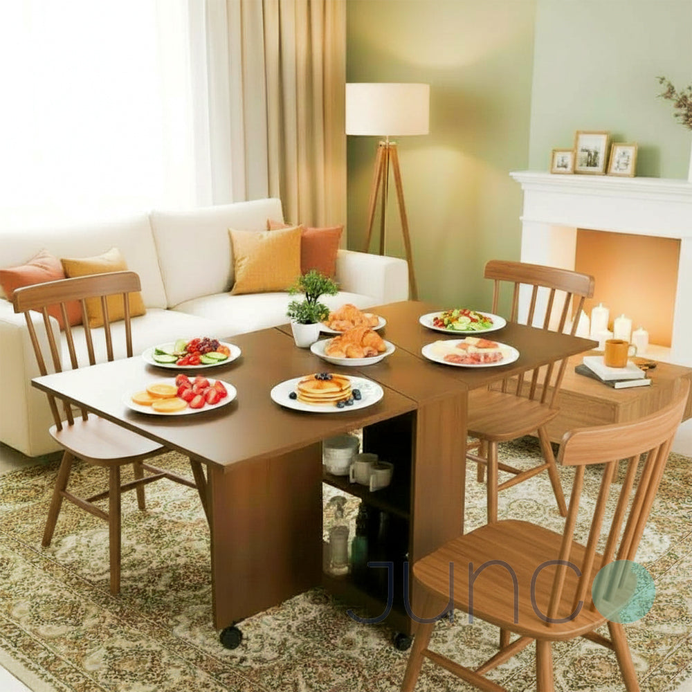 Junco Brown Foldable Dining Table Convertible