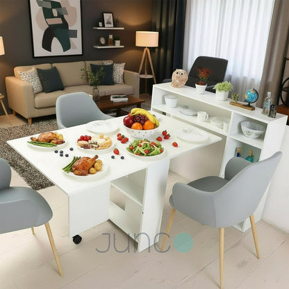 Junco Foldable dining table with docking White
