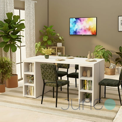 Junco All-In-One TV Stand+Desk+Dining Table (White)