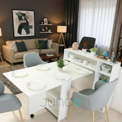 Junco Foldable dining table with docking White