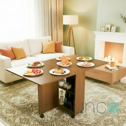 Junco Brown Foldable Dining Table Convertible