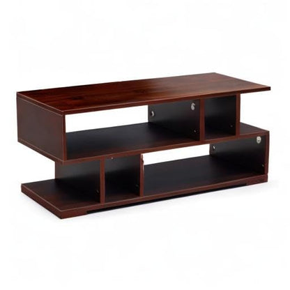 Junco Carya Engineered Wood Coffee Table (Walnut) | Living Room Center Table | 1 Surface Top and 2 Shelves | 90 x 40 x 38.8cm | Warranty Protected