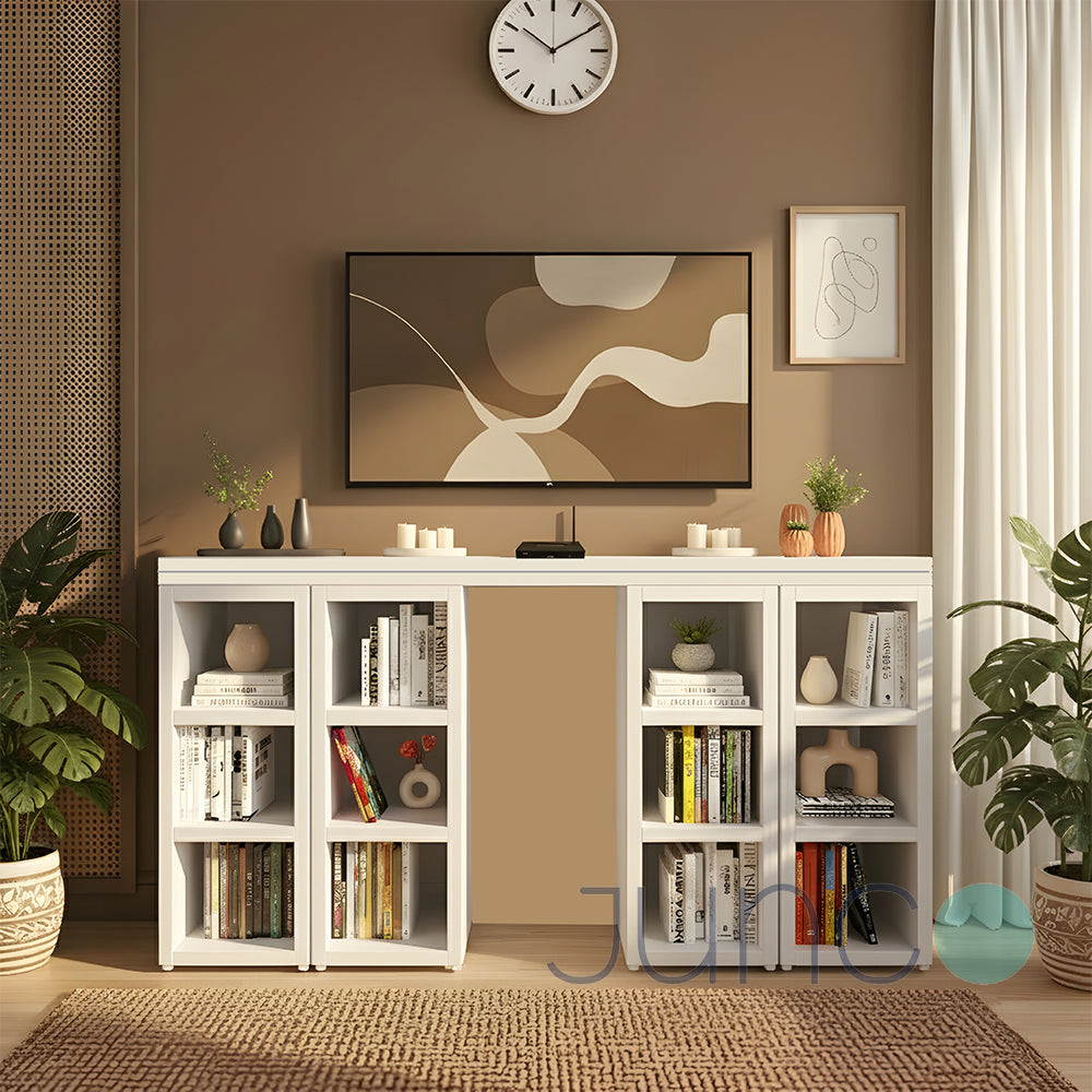 Junco All-In-One TV Stand+Desk+Dining Table (White)