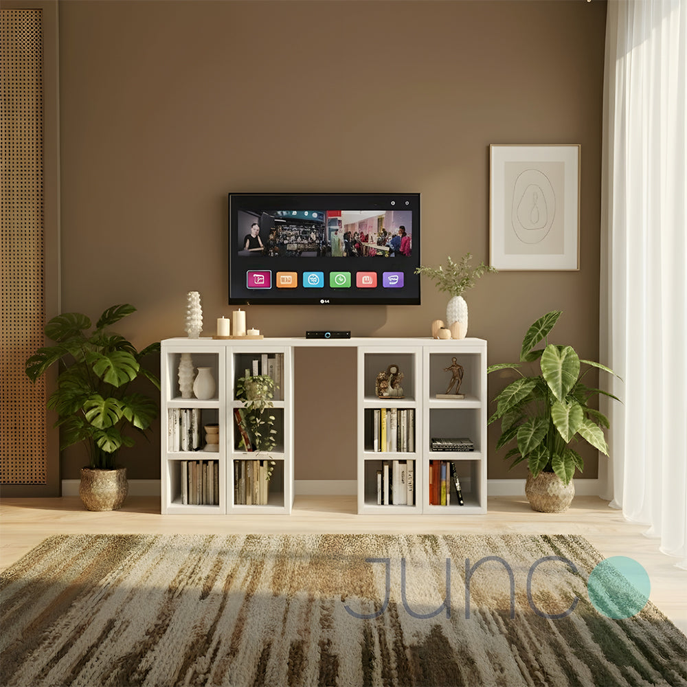 Junco All-In-One TV Stand+Desk+Dining Table (White)