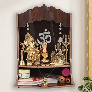 Junco Pooja Wooden Mandir for Home Wall Mounted
