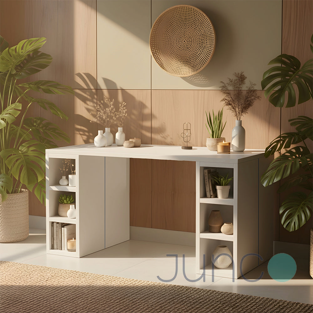 Junco All-In-One TV Stand+Desk+Dining Table (White)