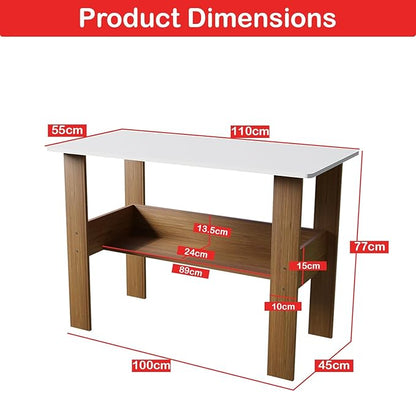 Junco Wood Computer Desk with One Tier Shelves