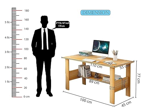 Junco ‎Light Oak Wood Computer Desk