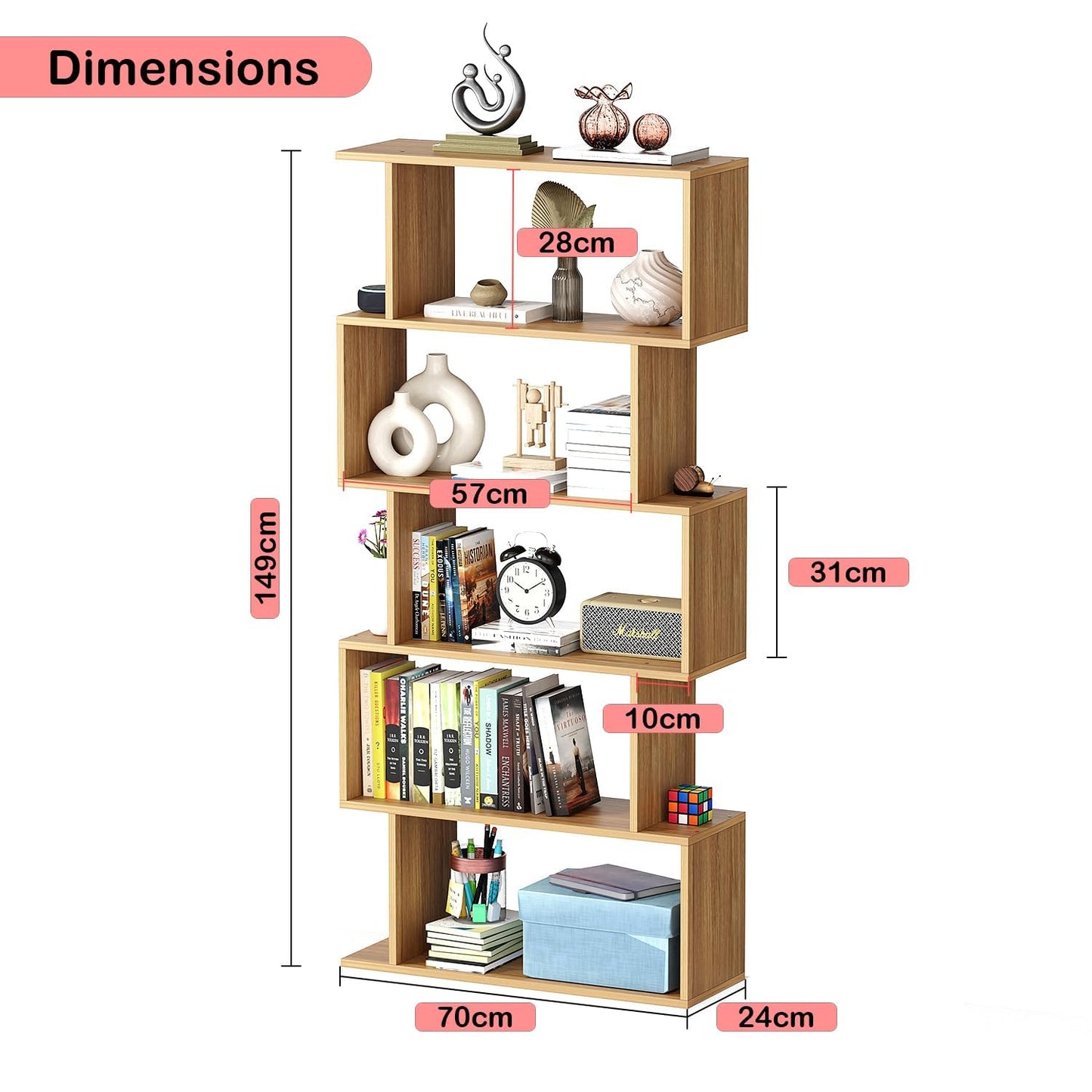Junco 5-Layer Ladder Bookshelf – DIY Engineered Wood