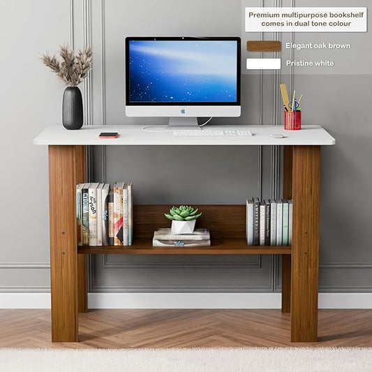 Junco Wood Computer Desk with One Tier Shelves