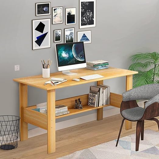 Junco ‎Light Oak Wood Computer Desk