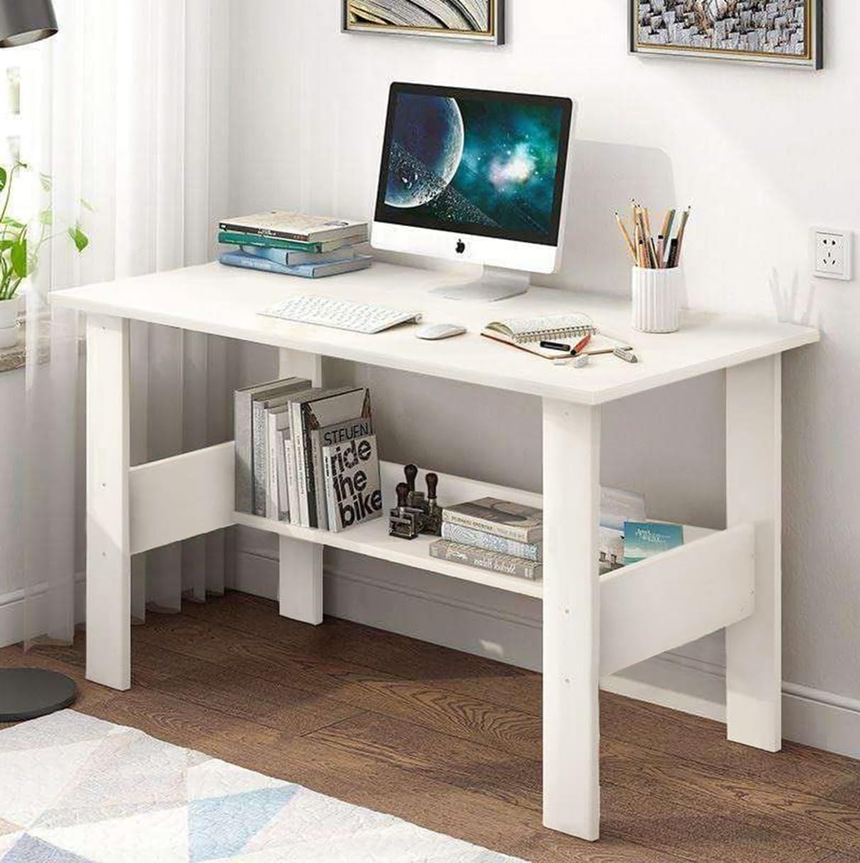 Junco White Wood Computer Desk
