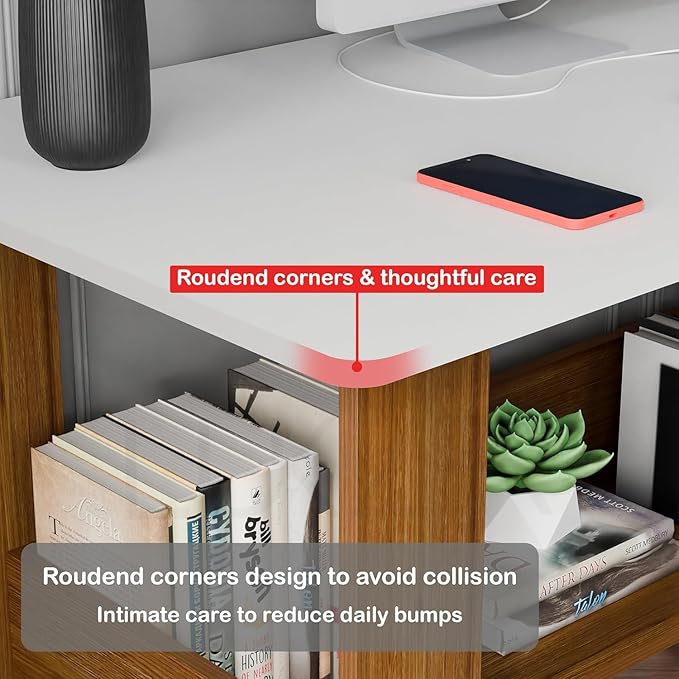 Junco Wood Computer Desk with One Tier Shelves