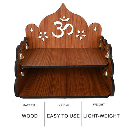Junco Wood Hand Crafted Om Pattern Home Temple for Puja