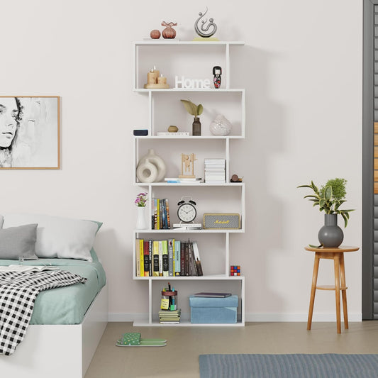 Junco 5-Layer Ladder Bookshelf – DIY Engineered Wood (White)