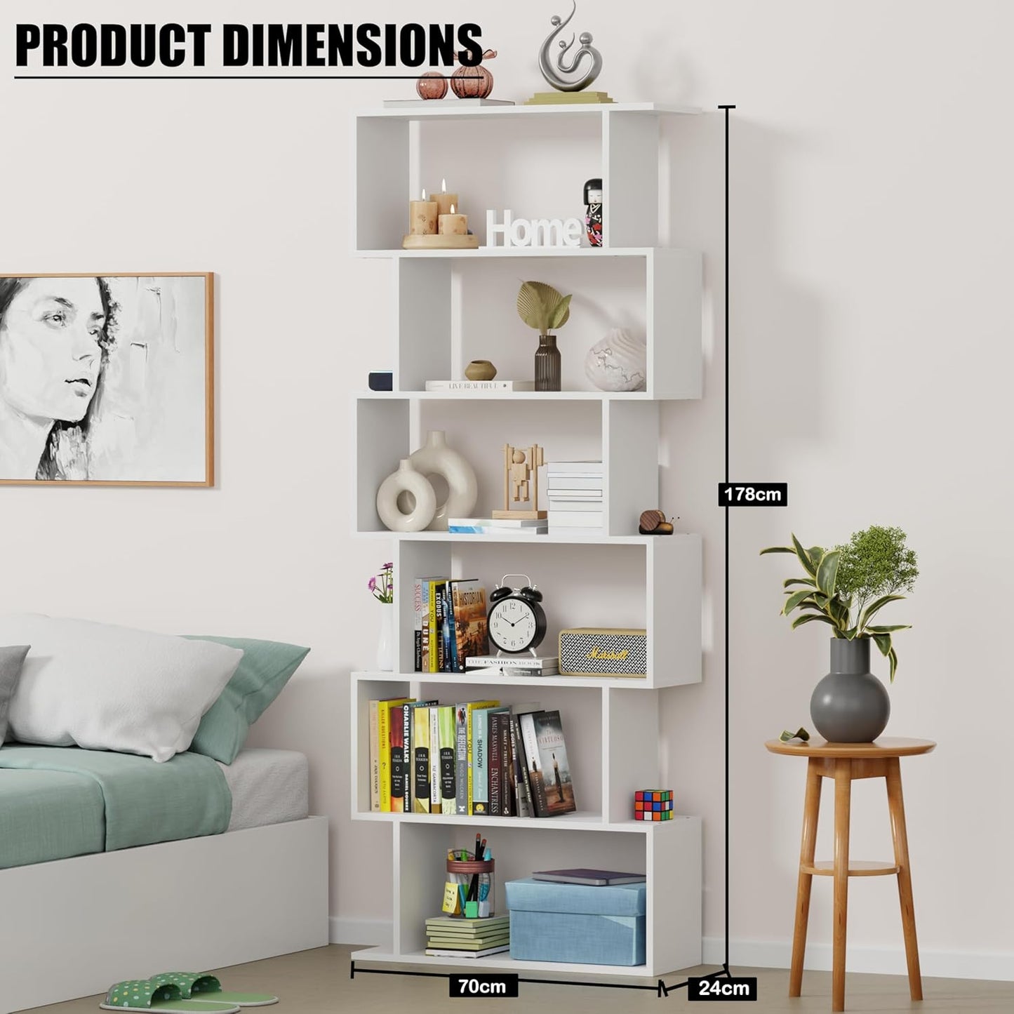 Junco 5-Layer Ladder Bookshelf – DIY Engineered Wood (White)