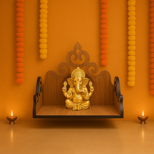Junco Wooden Pooja Stand for Home Pooja Mandir