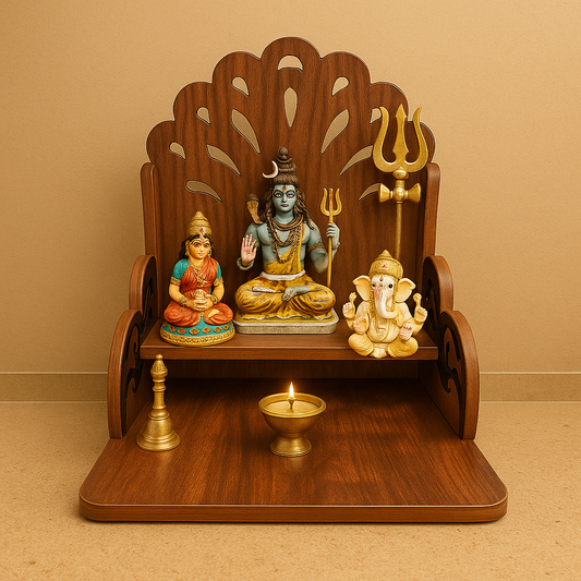 JUNCO Wood Hand-Crafted Beautiful 3 Step Home Temple