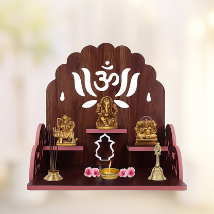 JUNCO Wood Hand Crafted Om with Lotus Pattern Office