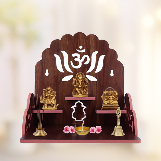 JUNCO Wood Hand Crafted Om with Lotus Pattern Office