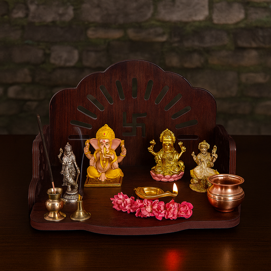 Junco MDF Small Wooden Temple/Wall Shelves/sinhasan/Pooja Stand