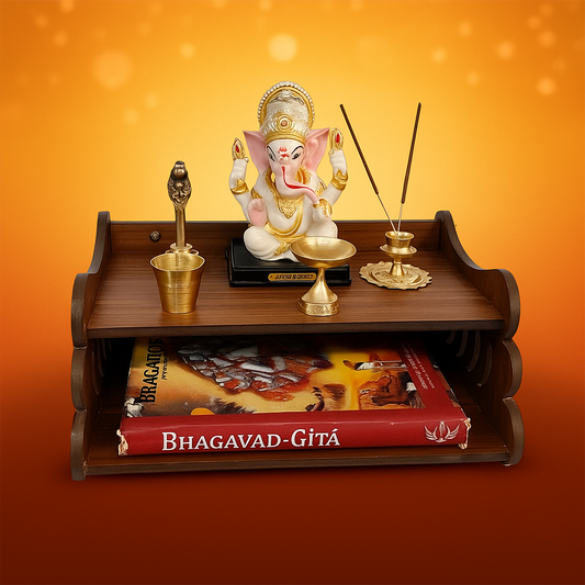 JUNCO Wooden Mandir for Home Puja Ghar Small Temple
