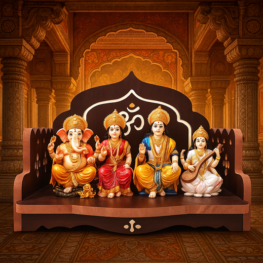 JUNCO MDF Small Wooden Temple/Pooja Stand